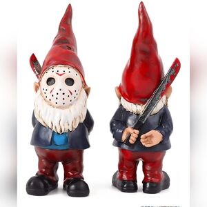 Horror Gnome Figurine - Gothic Halloween Decor - Friday 13th Garden Or Home
